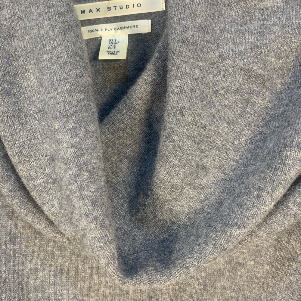 Max Studio 100% 2 Ply Cashmere Cowl Neck Poncho Shrug Sweater - Picture 10 of 14
